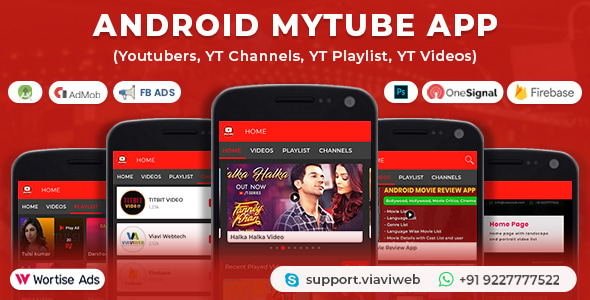 Android MyTube App (Youtubers,YT Channels,YT Playlist,YT Videos, Admob with GDPR)