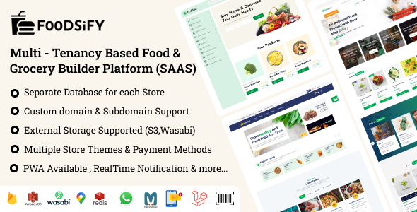 FOODSIFY - Multitenancy Based Food Grocery & E-commerce Builder Platform (SAAS)