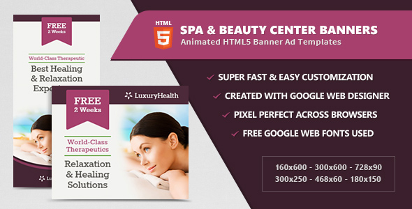 Spa & Health Banner Ad Templates - HTML5 Animated