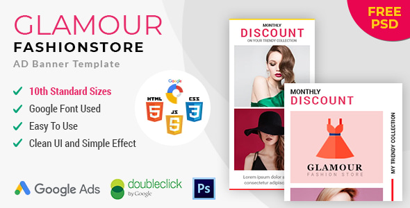 Glamour fashion store HTML 5 Animated Google Banner