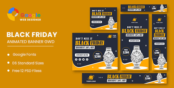 Watch Sale Black Friday HTML5 Banner Ads GWD