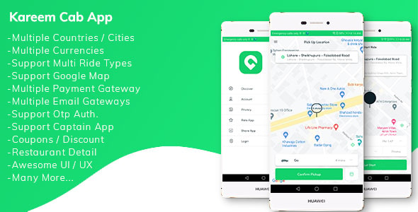 Kareem Taxi App - Cab Booking Solution + admin panel