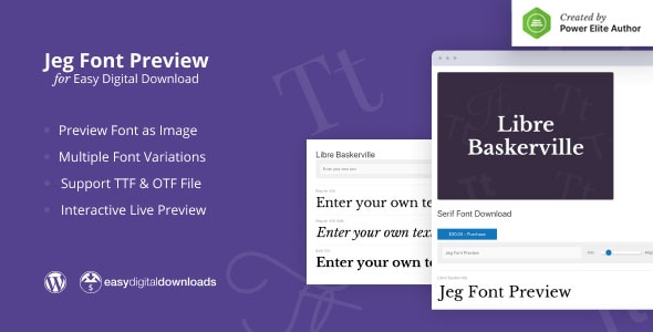 Jeg Font Preview - Easy Digital Downloads Extension WordPress Plugin