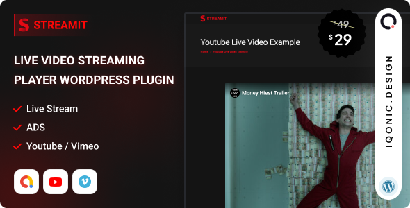 Streamit - Live Video Streaming Player WordPress Plugin