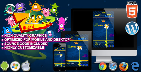 Zap Aliens - HTML5 Arcade Game