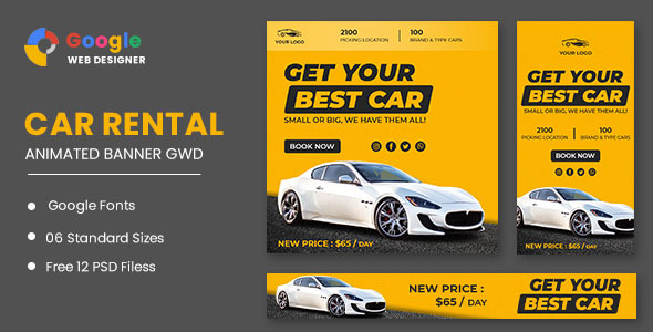 Best Rent Car HTML5 Banner Ads GWD