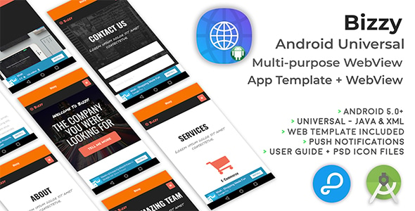 Bizzy | Android Multi-purpose WebView App + Website