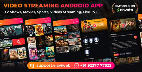 Video Streaming Android App (TV Shows, Movies, Sports, Videos Streaming, Live TV)