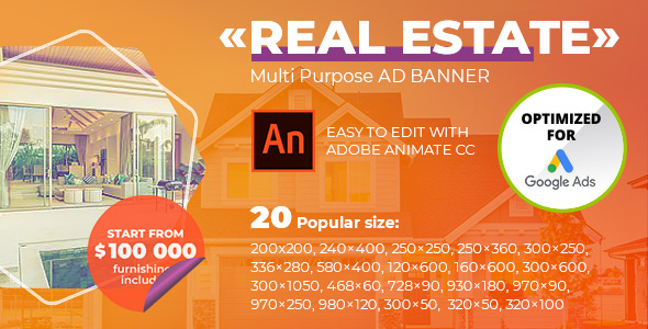 Real Estate Multi-Purpose AD BANNER | Adobe Animate CC