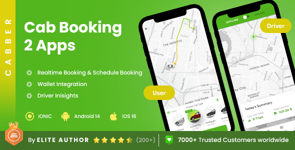 4 App Template| Taxi App | Cab Booking App| Rider App| Driver App| Cabber