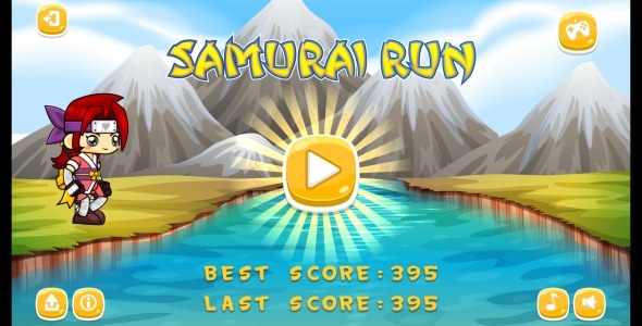 Samurai Run - HTML5 Game + Android (Construct 3 | Construct 2 | Capx)