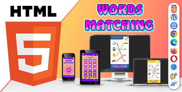 Word Matching Game ( HTML5 ) Kids Learning Game