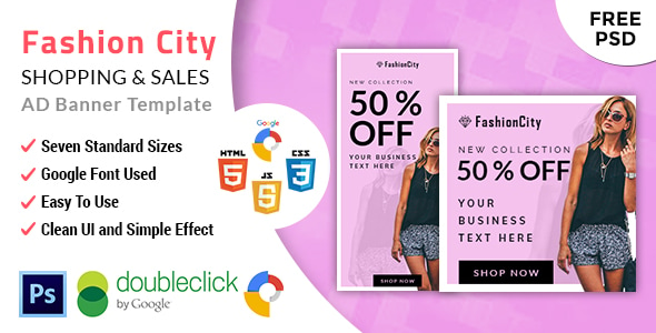 Fashioncity | Shopping HTML 5 Animated Google Banner