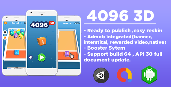 4096 3D (Unity Game Template + Admob Ads)