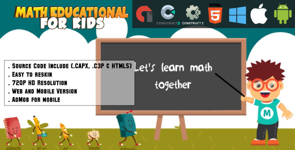 Math Education For Kids - HTML5 Game - Web & Mobile + AdMob (CAPX, C3p and HTML5)