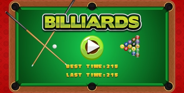 Billiards - HTML5 Game + Android + AdMob (Construct 3 | Construct 2 | Capx)