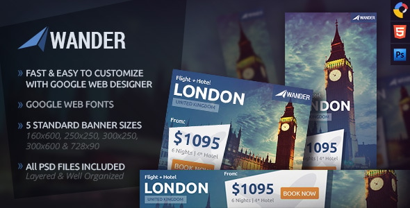 Wander - Travel HTML5 Ad Template