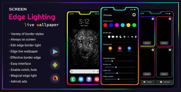 Edge Lighting - Border light - Borderlight live wallpaper - Edge lighting color - Android App