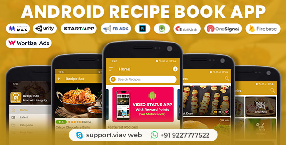 Android Recipe Book App (Cooking,Chef,Healthy Food, Admob with GDPR)