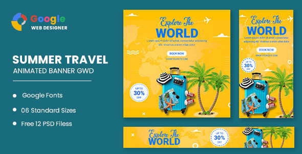 Traving World Animated Banner Google Web Designer