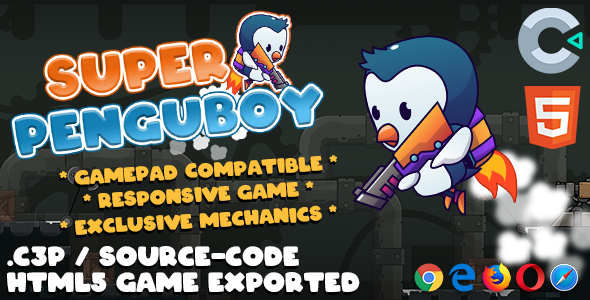 Super Penguboy HTML5 Game - With Construct 3 File (.c3p)