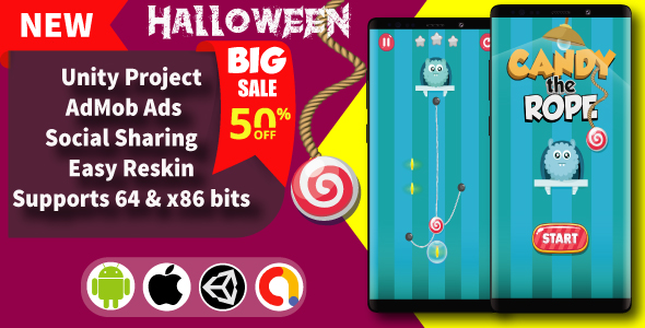 Candy The Rope - Unity Game Template + Admob