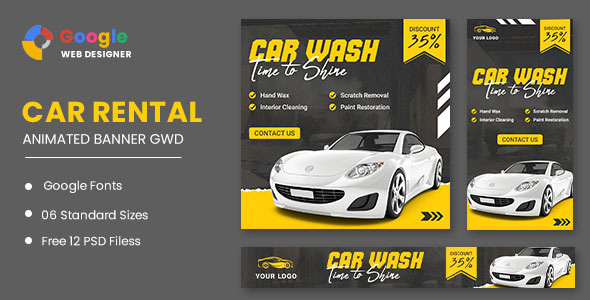 Car Wash HTML5 Banner Ads GWD