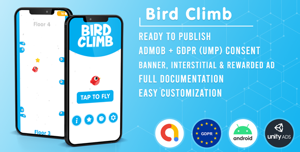 Bird Climb | Admob + GDPR + Unity Project