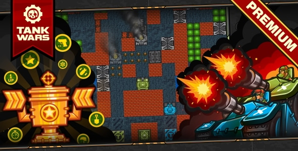 Tank Wars - HTML5 Game 120 Levels + Level Constructor + Mobile! (Construct 3 | Construct 2 | Capx)