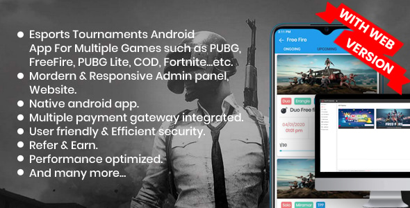 BattleMania Web version - Esports Tournament App with Website & Admin for PUBG / Free Fire / COD