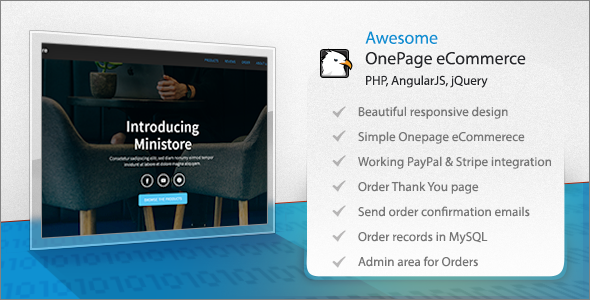 Ministore one page ecommerce HTML/PHP template with Paypal and Stripe