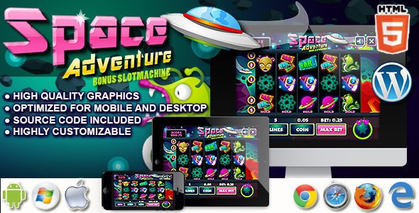 Slot Machine Space Adventure - HTML5 Casino game