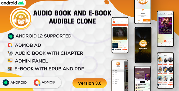 Android Audio Book And E-Book- Audible | Audiobook With Chapter | Android App | Admob | v3.5