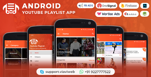Android YouTube PlayList App (Youtubers, YT PlayLists, YT Videos) with Admob Ads