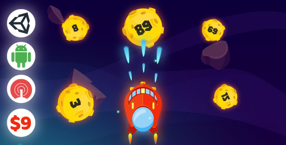 Space Asteroids Shooting Android Game - Unity Ads + OneSignal Push Notifications