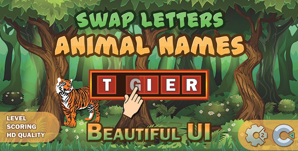 Swap Letters - Animal Names (Construct 2 | Construct 3 | HTML5 Game)