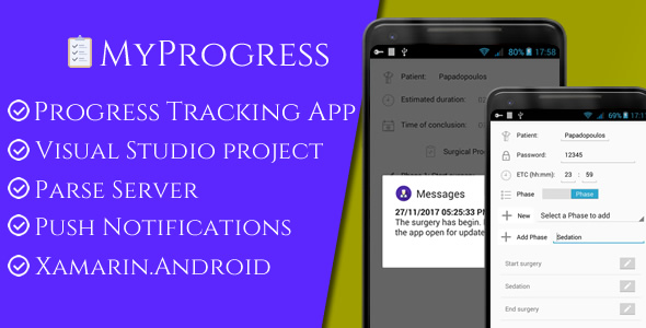 MyProgress, Progress Tracking App (Visual Studio project for Xamarin.Android with Parse Server)