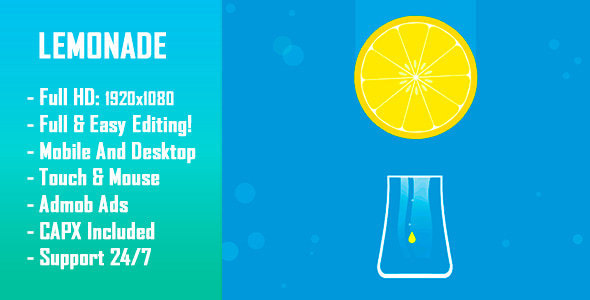 Lemonade - HTML5 Game + Mobile Version! (Construct-2 CAPX)