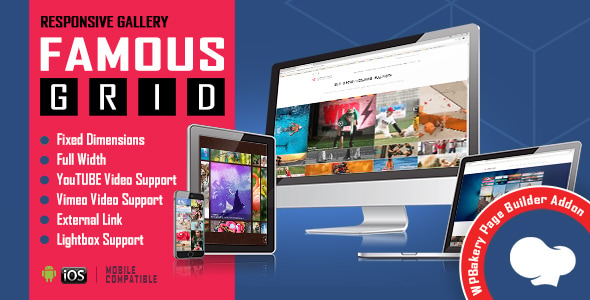 Famous - Responsive Image & Video Grid Gallery for WPBakery Page Builder