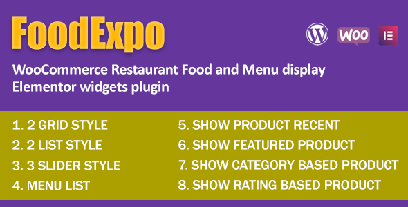 FoodExpo - WooCommerce Restaurant Food Menu display Elementor widgets plugin