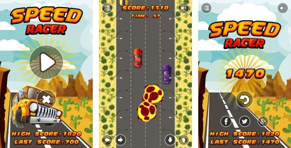 Speed Racer - HTML5 Game + Android + AdMob (Construct 3 | Construct 2 | Capx)