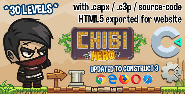 Chibi Hero Game - HTML5 Construct 2/3 Game (.capx / .c3p)