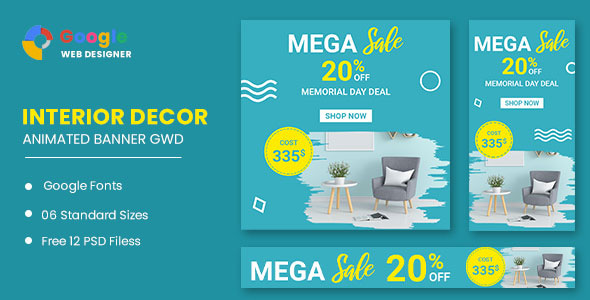 Interior Decor Google Adwords HTML5 Banner Ads GWD