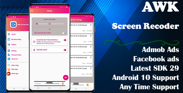 AWK Screen Recorder with Audio (Supported android 14 and SDK 34)