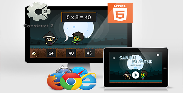 Samurai vs Zombie - HTM5 Game (Math Game)
