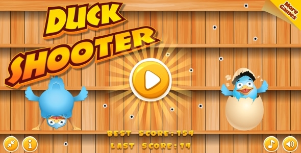 Duck Shooter - HTML5 Game, Mobile Version+AdMob!!! (Construct 3 | Construct 2 | Capx)