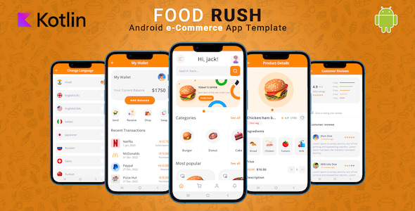 FoodRush | Android eCommerce App Template