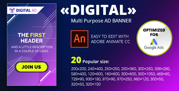 «DIGITAL» Multi Purpose AD BANNER | Adobe Animate CC