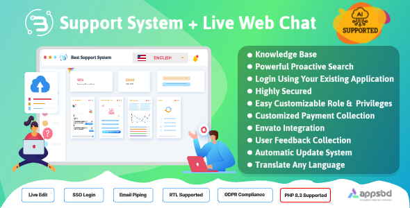 Support System-Live Web Chat & Client Desk & Ticket Help Desk