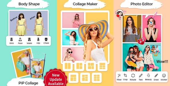 PIP & Photo Collage Maker With Photo Editor, ScrapBook & Body Shape Editor(FB & Admob Ads)